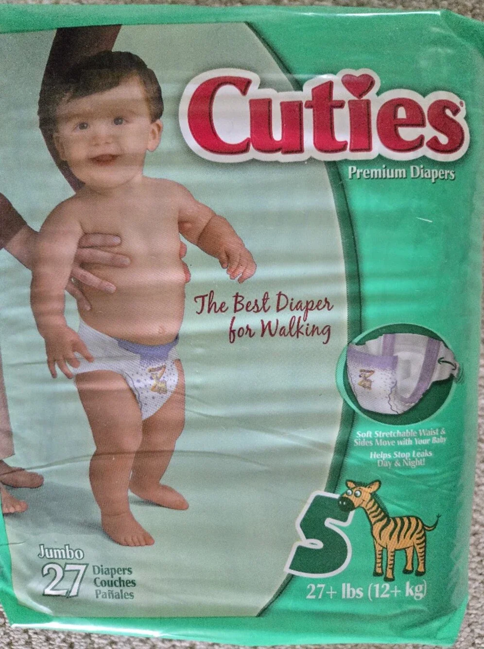 Cutie Kids Premium Diapers - Green - Jumbo 27